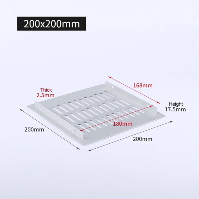 Grille d'Aération Rectangulaire 200MM en Alliage d'Aluminium pour Armoire Meuble
