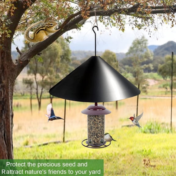 Squirrel-Proof Bird Feeder with Protective Cover and Interlocking Panel Fence, Hummingbird Feeder, Bird Feeder, Bird Feeder for Outdoors Hanging, Window Bird Feeder