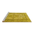 thumbnail image 2 of Ahgly Company Machine Washable Indoor Round Medallion Yellow Traditional Area Rugs, 3' Round, 2 of 4