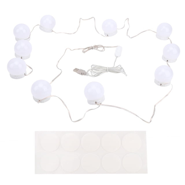 Kit de luces de espejo LED Stick on USB Dimmable Makeup Light Strip con 10 bombillas
