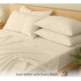 thumbnail image 4 of RUVANTI 100% Cotton Percale Sheets Split King Size 7 Piece Set, Cooling Bed Sheets for Hot Sleepers, Deep Pocket 16”, Breathable Lightweight & Durable, Crisp Hotel Style Sheets, Cloud Cream, 4 of 7
