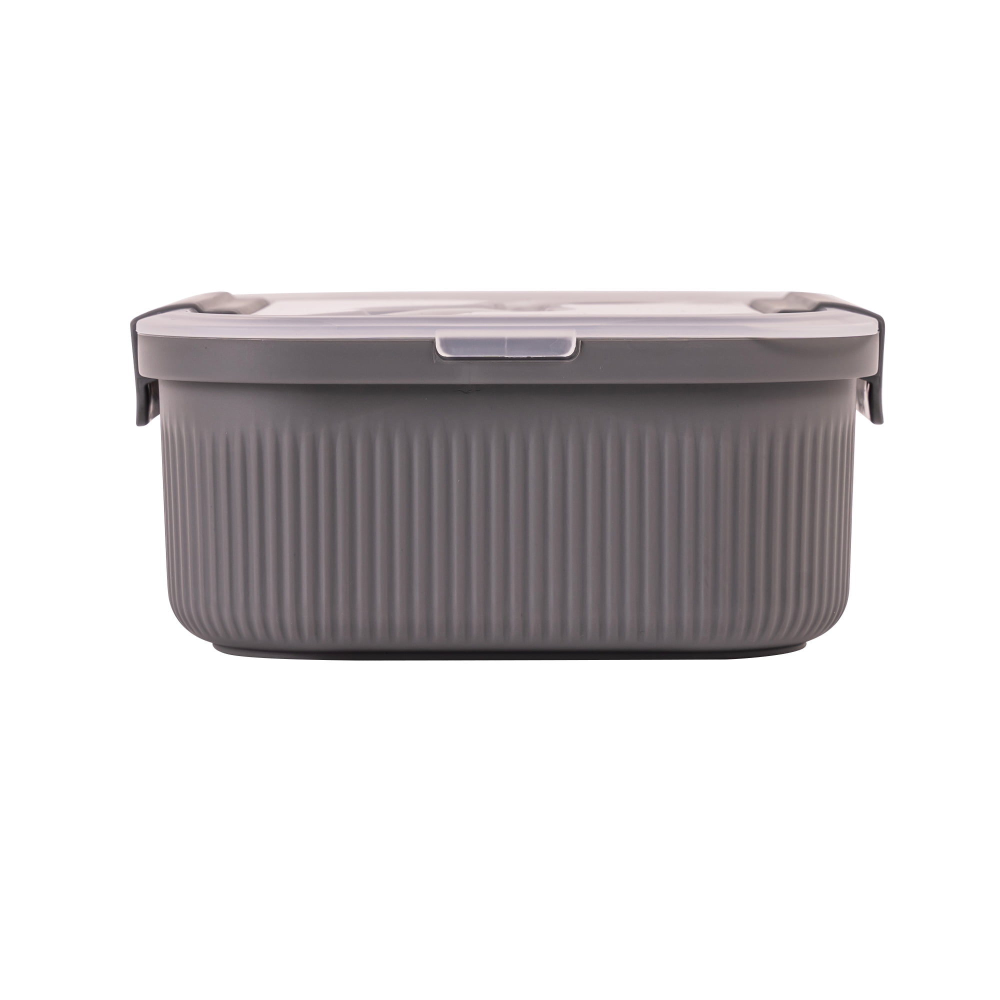 (4 pack) Mainstays Food Storage Bento Container, Rectangle, Gray, 42oz Capacity, A Practical Choice for School Lunches and Activities