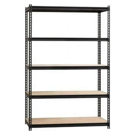 Lorell 2,300 lb Capacity Riveted Steel Shelving 72" Height x 48" Width x 18" Depth - Recycled - Black - Steel, Particleboard - 1Each