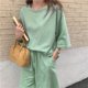 thumbnail image 2 of Conjunto de Pijama de dos piezas para mujer, ropa de dormir de estilo coreano, pantalones cortos, ropa de estar por casa con bolsillo, traje de noche holgado, 2023, 2 of 3