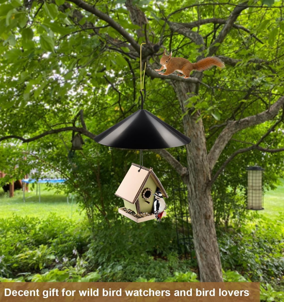 Squirrel Baffle for Bird Feeder Pole, Outside Hanging Mount Bird House Guard for Outdoor Shepherd’s Hook,19 Inch Diameter, 1 Pack