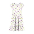 thumbnail image 5 of Tisuna Girls Summer Dress Floral Print Short Sleeve Crew Neck Dresses Fashion Comfortable Little Youth Girls Festival Party Playwear Dress White Size 14-15 Years, 5 of 5