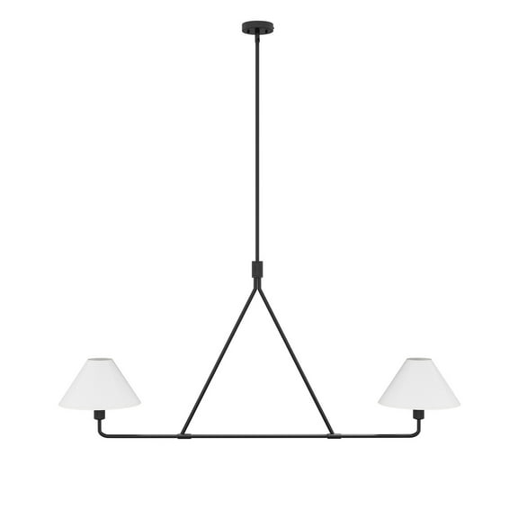 Aiwen Black Pendant Light Modern Linear Chandelier 2-Light Kitchen Island Lighting Fixture with Fabric Shade