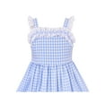 thumbnail image 4 of Girls Dress Blue White Checkered Ruffle Tank Sundress 8 Years, 4 of 6