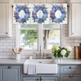 thumbnail image 2 of Blue Pink Wreath Window Valance Curtain White Background Rod Pocket Short Curtain for Living Room, Bedroom & Kitchen Window Decor 54x18in, 2 of 8