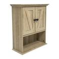 thumbnail image 2 of Flash Furniture Farmhouse Wall Mounted Bathroom Medicine Cabinet Storage Organizer with 2 Magnetic Closure Doors, Adjustable Shelf, and Lower Open Shelf in Brown, 2 of 12