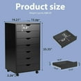 thumbnail image 3 of YEXJ Drawer Chest File Cabinet, Wood Dresser Under Desk Storage, Mobile Printer Stand with Lockable Wheels For Home Office Study, Black, 7-Drawers, 3 of 7
