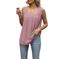 thumbnail image 1 of Cuello cuadrado Tops de verano Moda sin mangas para mujer Ajuste relajado (Rosa XXL) FLhrweasw Para estrenar, 1 of 8