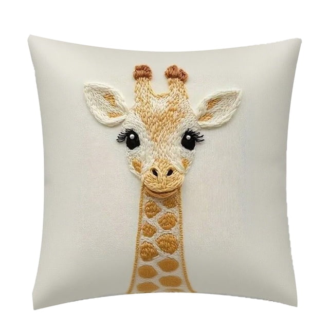 Tirar Cubiertas de Almohada Corta de Peluche Impresión Cubierta de Almohada 18 Pulgadas Linda Jirafa Bordado Decorativo Pulido Cubierta de Almohada Adecuado para Sofá Dormitorio Sala de Estar Decoraci