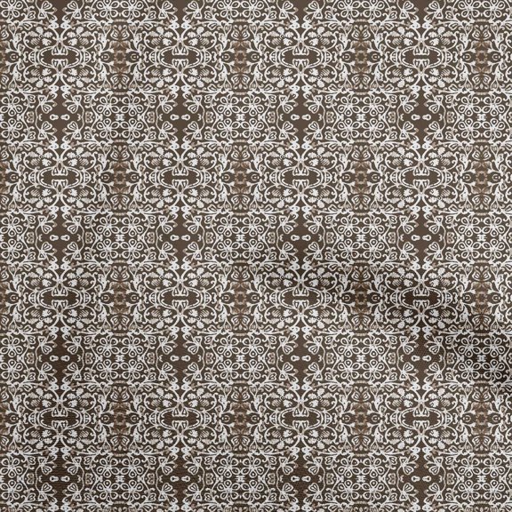oneOone Velvet Brown Fabric Aian Batik Sewing Material Print Fabric By The Yard 58 Inch Wide