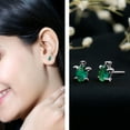 thumbnail image 3 of Rosec Jewels Turtle Stud Earrings for Women, Oval Shape Lab Grown Emerald Solitaire Earrings, 10K White Gold, 3 of 7