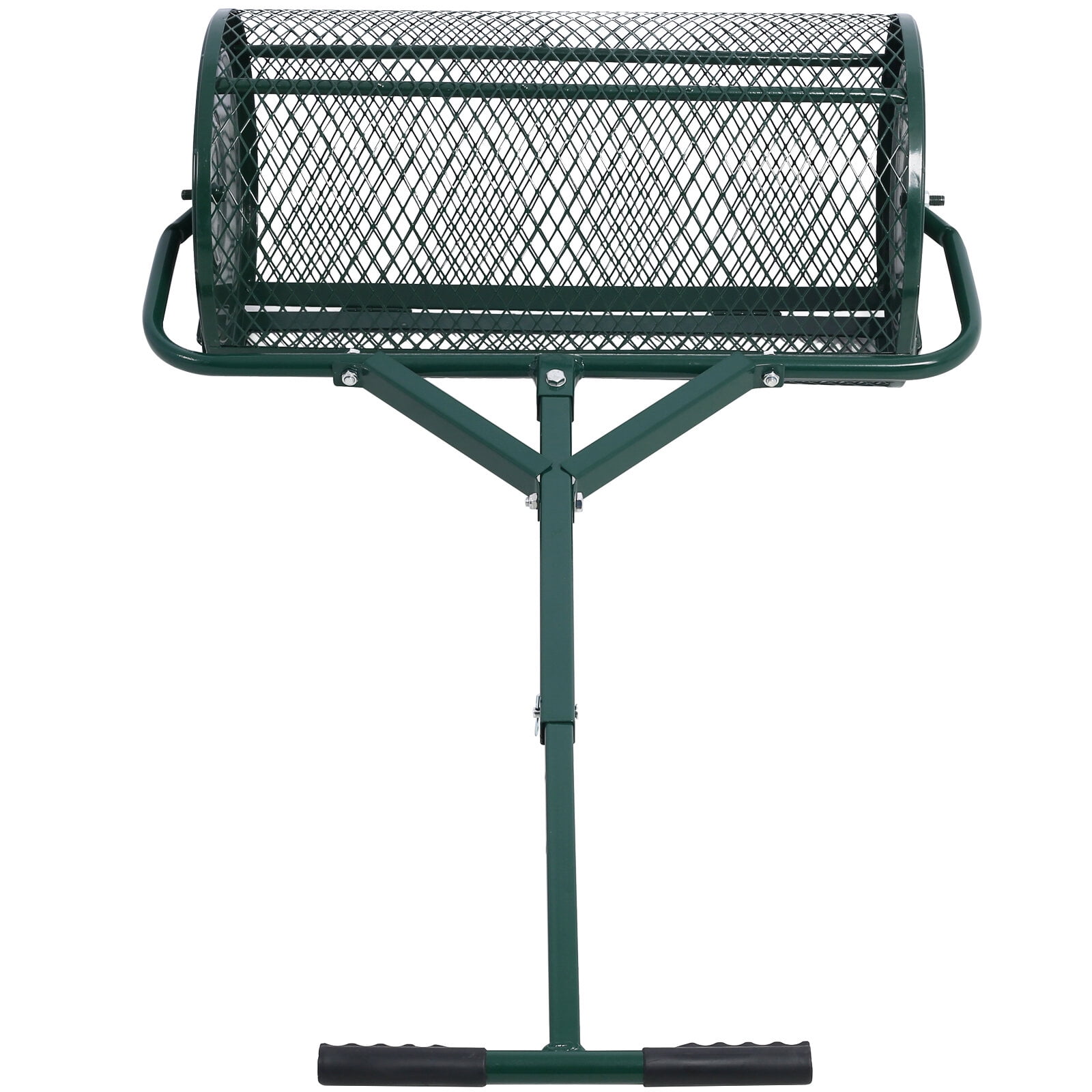 , Peat Moss Spreader 24inch,Compost Spreader Metal Mesh,T shaped Handle for planting seeding,Lawn and Garden Care Manure Spreaders Roller, Green ,Steel ,