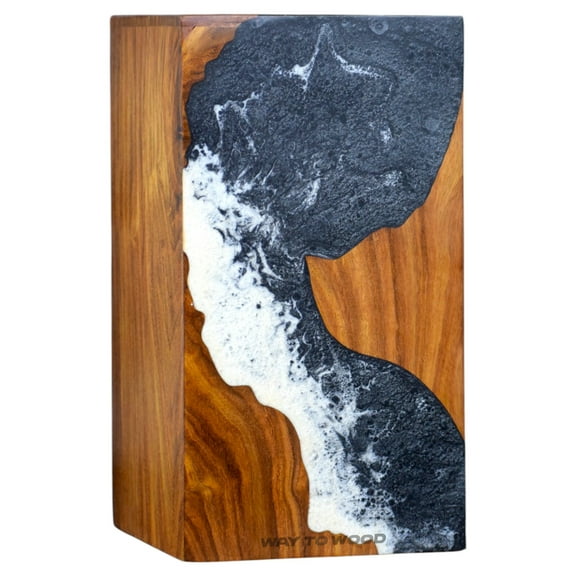 Wooden Urns for Human Ashes Adult Male, Female – Decorative Urn Box for Pet Ashes - Ocean Wooden Resin Urns for Burial & Home Memorial - Personalized Cremation Urn