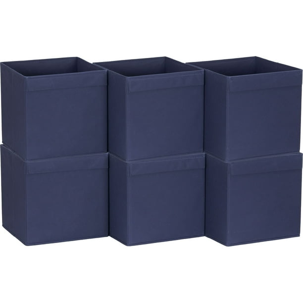 Household Essentials Lip Pull Collapsible Fabric Cubes, 6pk, Navy
