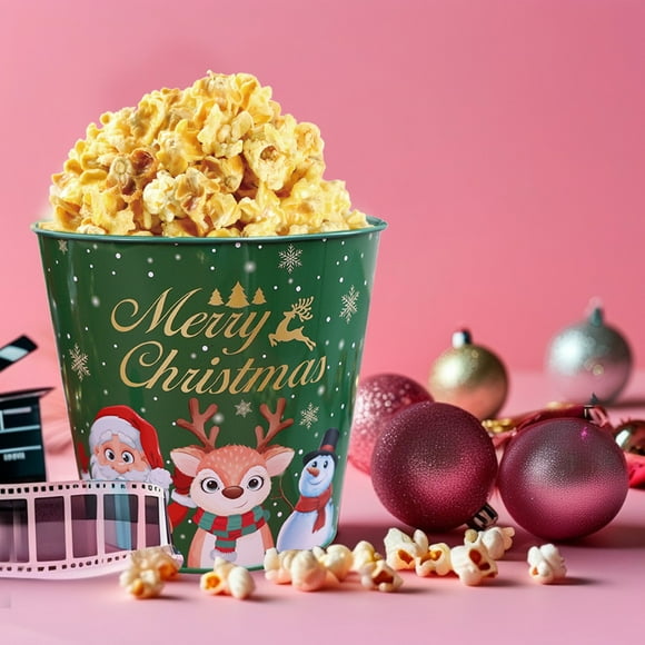 EGNMCR Christmas Decorations, 3L Capacity Christmas Tinplate Ice Bucket Christmas Green Double-sided Printing Bucket For Storage Of Candy Snacks And Small Gifts Etc Tinplate ice buckets