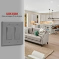 thumbnail image 3 of ENERLITES Double Decorator Switch Cover, Outlet Wall Plate, Mid-Size 2-Gang, Unbreakable Polycarbonate Thermoplastic, UL Listed, 8832M-GY, Gray, 3 of 4