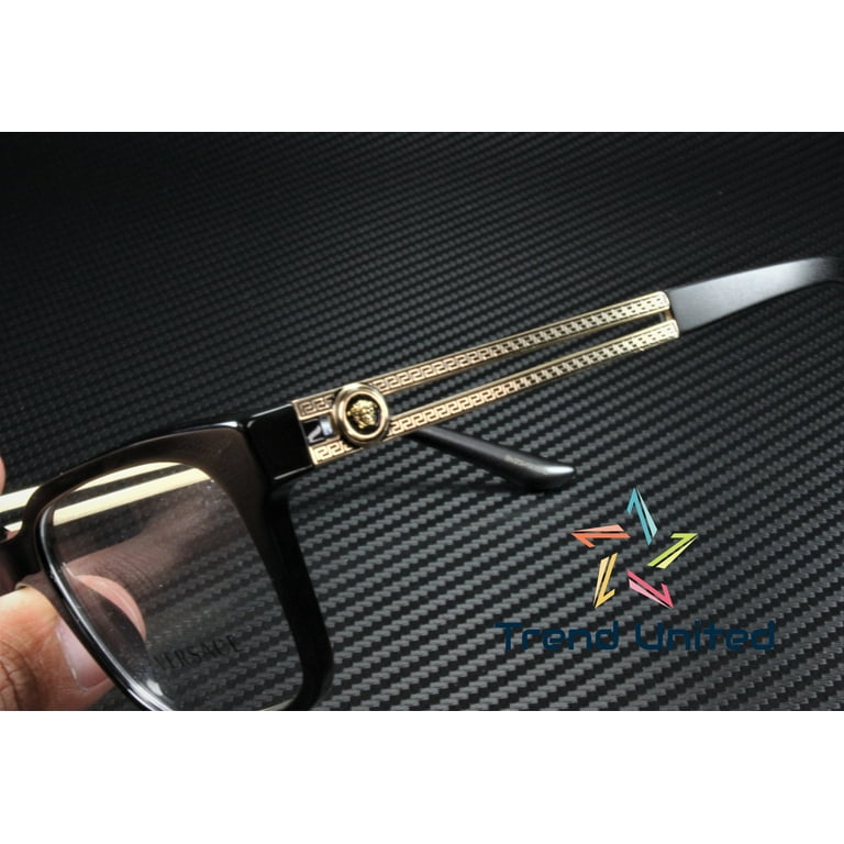Versace Black Plastic Square Eyeglasses Frames, Model VE