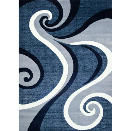 Persian Rugs 0327 Blue Swirls Modern Abstract Area Rug 8x11 - Walmart.com