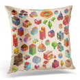 thumbnail image 1 of BOSDECO Plat Coloré Isométrique Ville et Bâtiments Collection Post Taie d'Oreiller Housse de Coussin Étui de Coussin 16x16 Pouces, 1 of 1