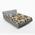 thumbnail image 2 of Ambesonne Floral Fitted Sheet, Asters Garden Branches Print, King Size, Apricot and Dark Blue Grey, 2 of 5
