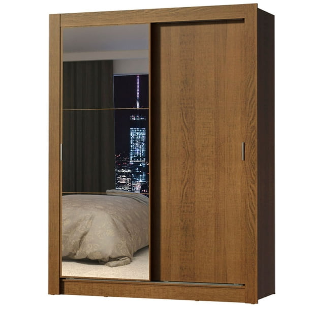 Ropero Closet Madesa Denver 2 Puertas Corredizas con Espejo Marrón