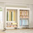 thumbnail image 2 of White Rack With Beige Cover Metal Garment Clothing Rack, 2 of 7