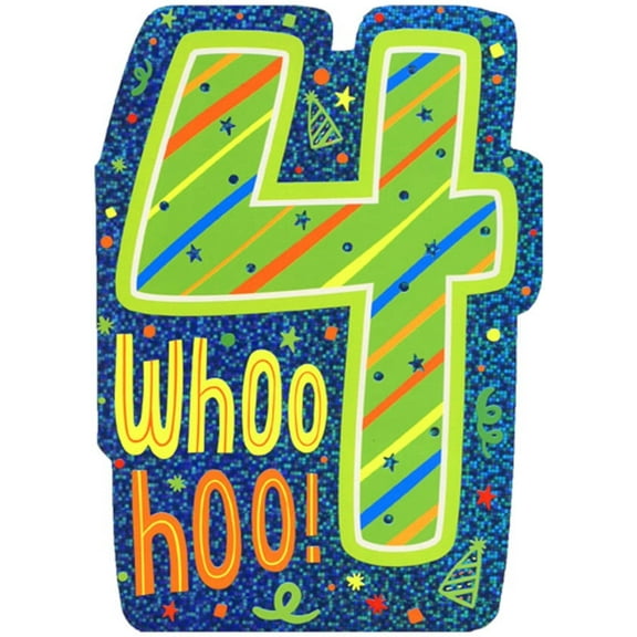Paper House Productions Whoo Hoo Four Die Cut Foil Age 4 / 4th Birthday Card