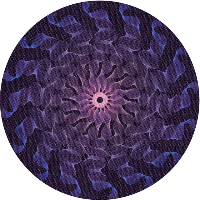 Ahgly Company Tapis Rond Lavable en Machine Intérieur Transitionnel Violet Profond, 6 Pieds Rond