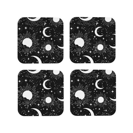 

Tideii Crescent and Stars for Leather Coasters 4 Pieces Anti-fouling and Anti-scalding Decorative Coasters Suitable for Restaurants Kitchens Coffee Shops-Square