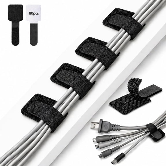 MISSMILE Cable Organizer Cord Organizer Desk Wire Holders Cords Adhesive Backing Reusable Cable Management Straps under Desk Cable Management Home Office Gaming Setup