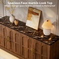 thumbnail image 4 of 66.5" Buffet Cabinet, Walnut Sideboard with Marble Pattern Top, 6-Door Kitchen Storage Credenza with Adjustable Shelves, Modern TV Stand for Dining Living Room, 4 of 10