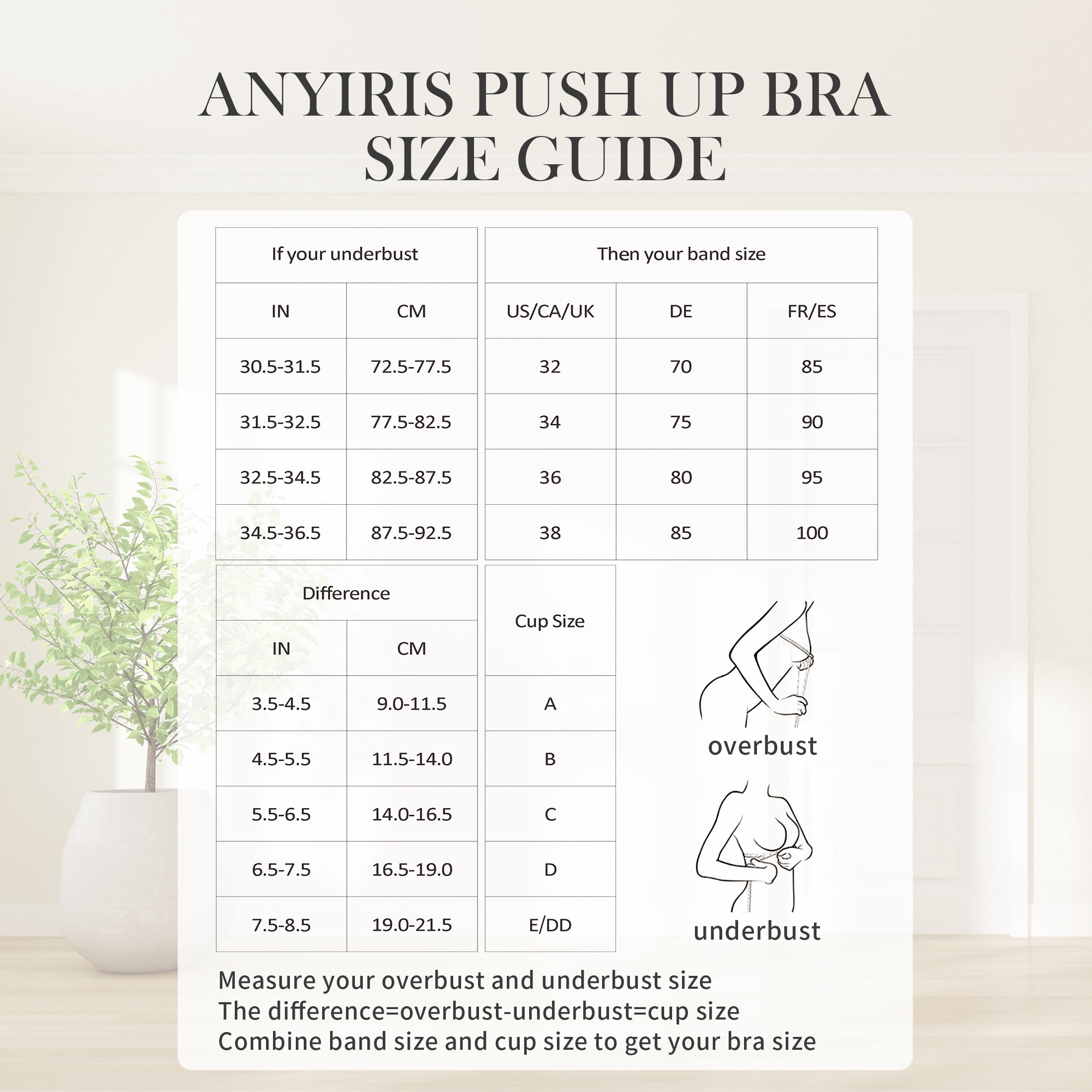 ANYIRIS Push Up Bras for Women Add 1 Cup Wireless Balconette Demi Plunge Multiway Comfort Smooth Everyday T-Shirt Bra Black 40A