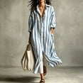 thumbnail image 2 of Bxsruta Womens Maxi Shirt Dress Long Sleeve Button Down Casual Casual Vacation Beachwear, 2 of 8