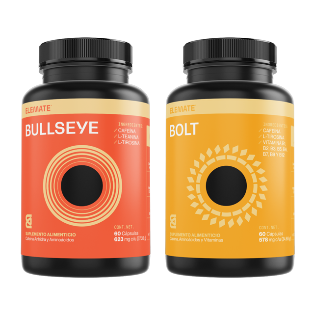 Pack x2 Suplementos 100% Naturales con Vitaminas B, L-Tirosina, Cafeína Anhidra, L-Teanina | Incluye 60 Cápsulas Veganas cada Pote