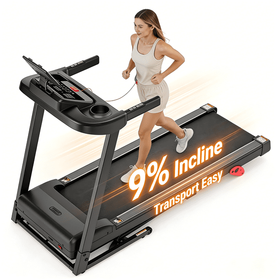 Folding Treadmill for Home with Incline, 3.0HP Motor, LED Display, Bluetooth Speakers, App Compatible, Shock Absorption Running Belt, Compact Home Treadmill for Walking & Running