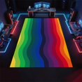thumbnail image 4 of Ombre Rainbow Stripes Rug 2x3 Small Area Rugs Colorful Wavy Lines Rugs Ultra Soft Non Slip Washable Carpet for Living Room Bedroom Nursery Study Office Hallway, 4 of 7
