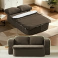 thumbnail image 2 of 74.8" Convertible Sofa Bed, Compression Loveseat Sleeper, Foldable Sleeper Sofa with Armrest and Pillows for Living Room and Apartment, Dark Brown, 2 of 10