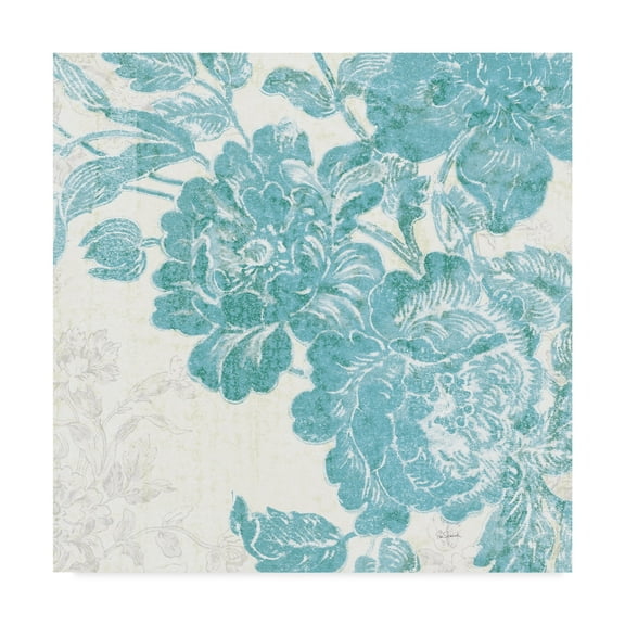 Trademark Fine Art 'Toile Roses V Teal' Canvas Art by Sue Schlabach