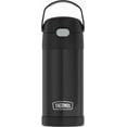 thumbnail image 1 of Thermos Kids Bouteille d'eau isolée sous vide avec paille rabattable, 355 ml, noir, 1 of 5