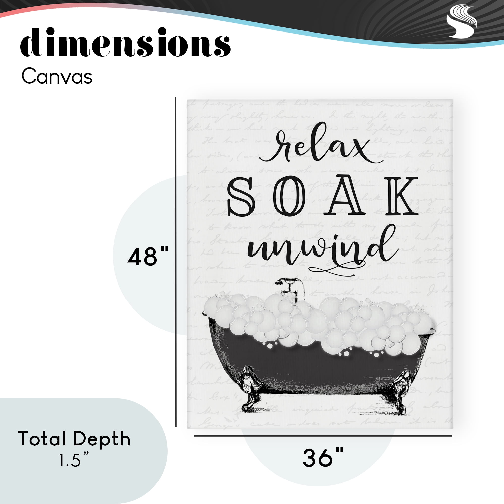 Soak Unwind Bubble Bath Canvas Wall Art, design by Lettered and Lined