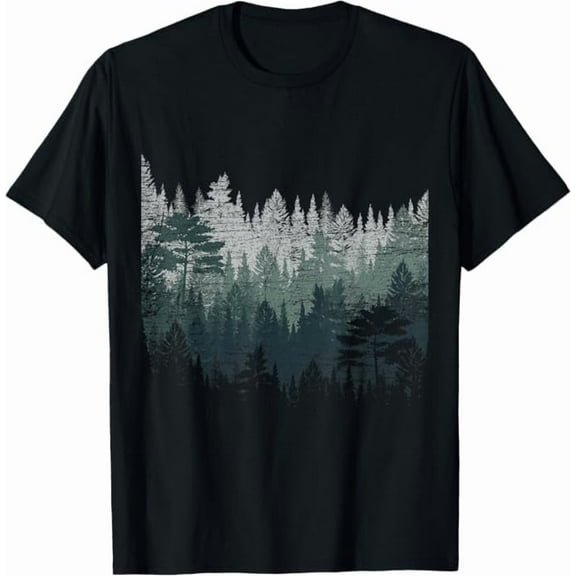 Retro Trees Outdoors Nature Forest Vintage T-Shirt Outdoor Tree Nature Lover Shirt Unisex Pure Cotton Tee