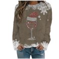 thumbnail image 1 of HNMKIU Chandail Décontracté de Noël pour Femmes à Col Rond et Manches Longues avec Imprimé en Velours Double Face Z9101-Khaki,P, 1 of 4