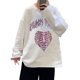 thumbnail image 1 of Camisa de manga larga para hombre, cuello redondo, elegante estampado de esqueleto rosa, cómoda camisa holgada de manga larga para otoño, 1 of 8