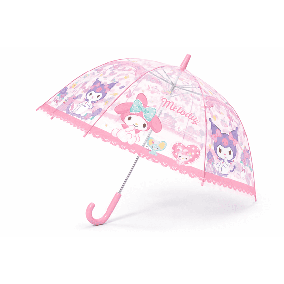 Sanrio My Melody & Kuromi Cute Fashionable Dome-Shaped Vinyl Stick Umbrella, Multicolor, 1