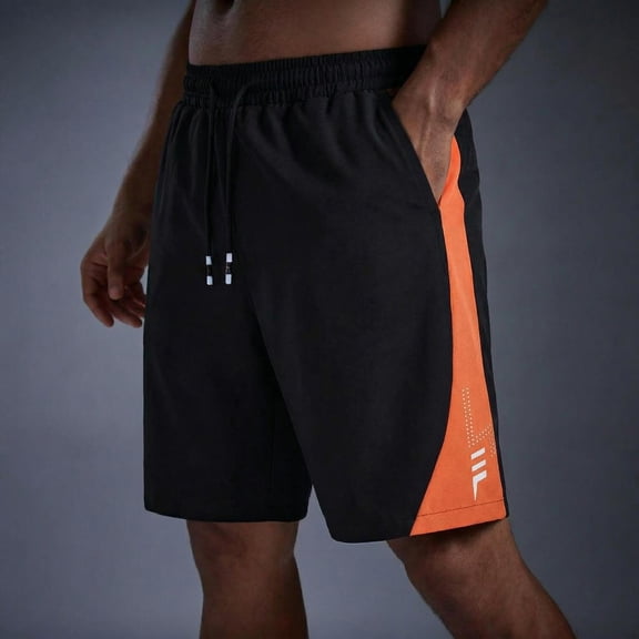 Aimik Sport Shorts for Men Color Block Design Drawstring Waist Mens Shorts with Side Stripes Summer Breathable Comfort Shorts for Gym