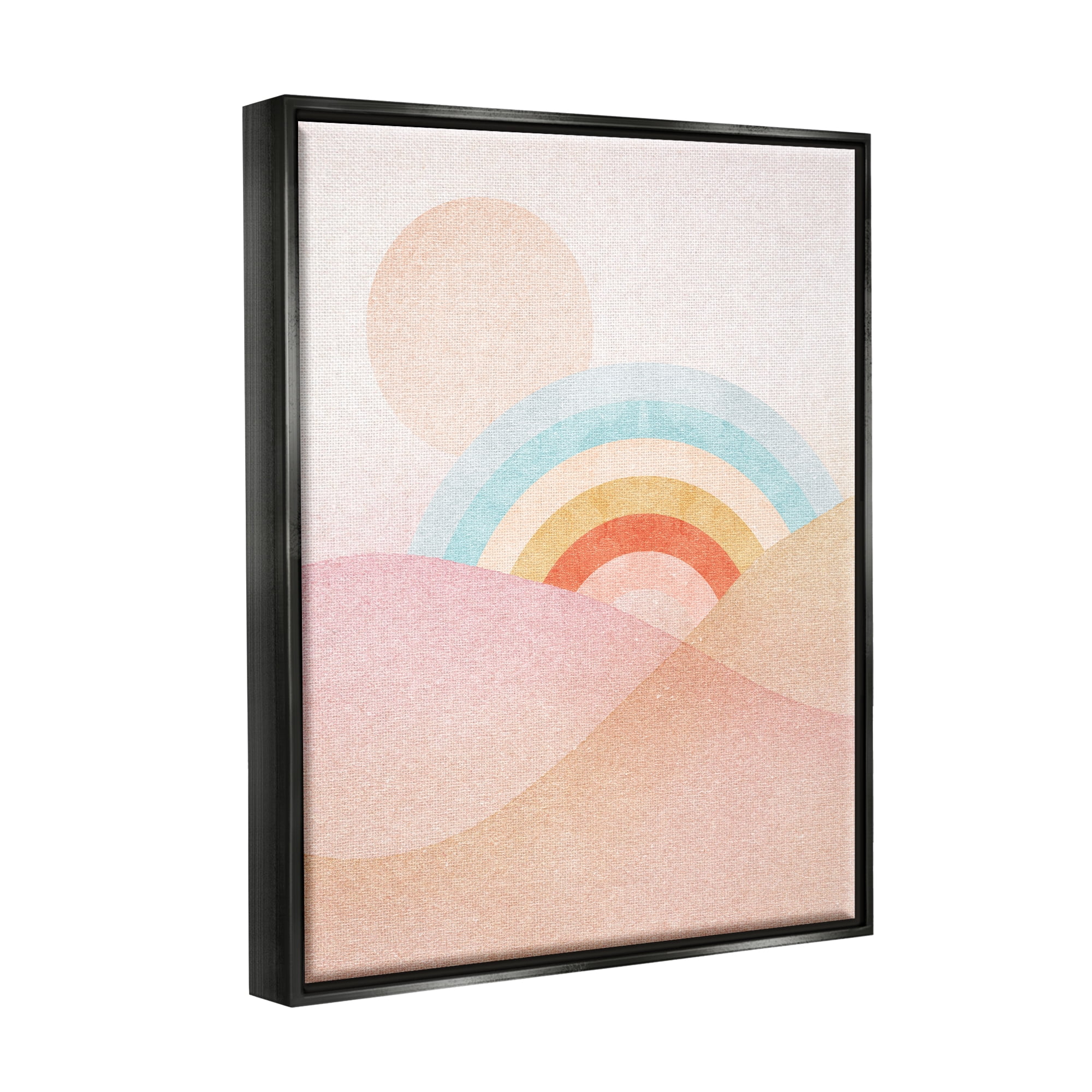 Stupell Industries Rainbow Landscape Neutral Tones Landscape Painting Black Floater Framed Art Print Wall Art
